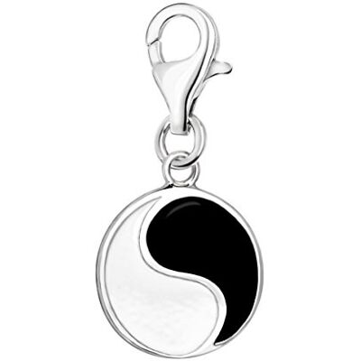 Quiges Charm Pendentif Perle avec Fermoir Femme Argent 925 Yin Yang Coin en Émail Noir et Blanc - Publicité Quiges Charm Pendentif Perle avec Fermoir Femme Argent 925 Yin Yang Coin en Émail Noir et Blanc - Publicité