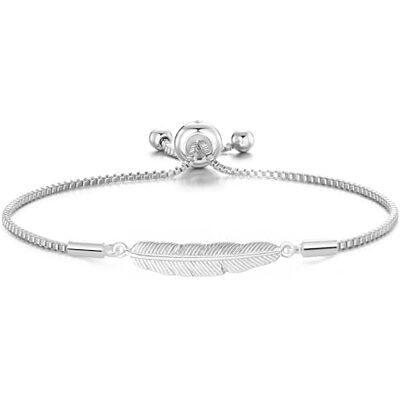 Philip Jones Bracelet d'amitié Plume plaqué Argent créé avec des Cristaux Zircondia® - Publicité Philip Jones Bracelet d'amitié Plume plaqué Argent créé avec des Cristaux Zircondia® - Publicité