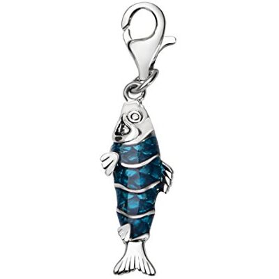 Quiges Charm Pendentif Perle avec Fermoir Femme Argent 925 Poisson Émaillé Bleu Océan 3D - Publicité Quiges Charm Pendentif Perle avec Fermoir Femme Argent 925 Poisson Émaillé Bleu Océan 3D - Publicité