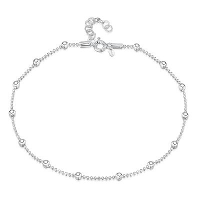 Amberta Bracelet de Cheville pour Femme en Argent Sterling 925 Chaînes de Cheville Réglables d'Été Perles Coeur Bijoux Bohème: Chaîne de Pied Maille à Boules - Publicité Amberta Bracelet de Cheville pour Femme en Argent Sterling 925 Chaînes de Cheville Réglables d'Été Perles Coeur Bijoux Bohème: Chaîne de Pied Maille à Boules - Publicité