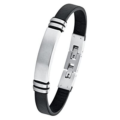 s.Oliver Bracelet en acier inoxydable/cuir pour homme, bracelet, livré dans un coffret cadeau à bijoux - Publicité s.Oliver Bracelet en acier inoxydable/cuir pour homme, bracelet, livré dans un coffret cadeau à bijoux - Publicité