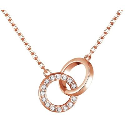 Philip Jones Collier à maillons circulaires plaqué or rose créé avec des cristaux Zircondia® - Publicité Philip Jones Collier à maillons circulaires plaqué or rose créé avec des cristaux Zircondia® - Publicité