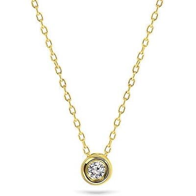 MIORE Collier Femme, Pendentif Or Jaune 9 Carats 375, Diamant 0,04 ct, Solitaire Rond, Chaîne Fine, 45 cm, Fermoir Anneau à Ressort, Bijoux Femme avec Boite a Bijoux - Publicité MIORE Collier Femme, Pendentif Or Jaune 9 Carats 375, Diamant 0,04 ct, Solitaire Rond, Chaîne Fine, 45 cm, Fermoir Anneau à Ressort, Bijoux Femme avec Boite a Bijoux - Publicité