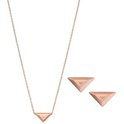 Emporio Armani Ensemble collier et boucles d'oreilles avec pendentif en acier doré rose pour femme, - Publicité Emporio Armani Ensemble collier et boucles d'oreilles avec pendentif en acier doré rose pour femme, - Publicité