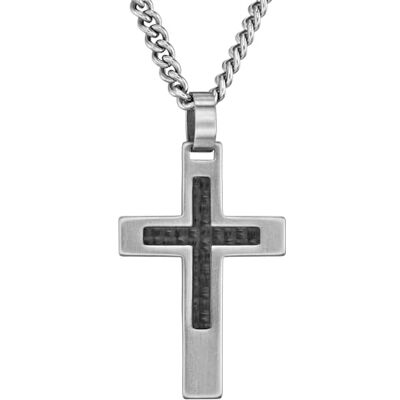 Traveller Pendentif croix avec chaîne Homme Acier inoxydable Carbone Fabriqué en Allemagne 2 cm 50 cm 171004 - Publicité Traveller Pendentif croix avec chaîne Homme Acier inoxydable Carbone Fabriqué en Allemagne 2 cm 50 cm 171004 - Publicité