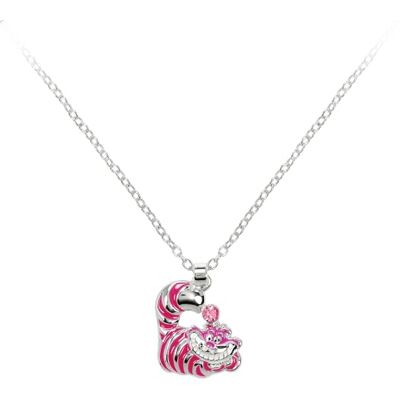 Disney Collier avec pendentif en forme de chat du Cheshire Alice au pays des merveilles plaqué argent avec pierre étincelante - Publicité Disney Collier avec pendentif en forme de chat du Cheshire Alice au pays des merveilles plaqué argent avec pierre étincelante - Publicité