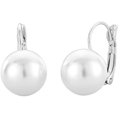 Traveller boucles d'oreilles pendentif perle 12mm blance platiné - Publicité Traveller boucles d'oreilles pendentif perle 12mm blance platiné - Publicité