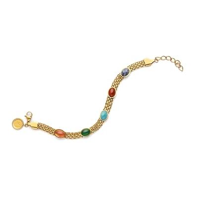 SINGULARU Bracelet Tape Stones Acier Plaqué Or Bijoux pour femmes - Publicité SINGULARU Bracelet Tape Stones Acier Plaqué Or Bijoux pour femmes - Publicité