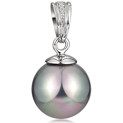 MATERIA by Matthias Wagner Materia Argent rhodié 925 collier pendentif perle gris argent – Oxyde de zirconium Pendentif chaîne 1000 avec boîte # KA-240 - Publicité MATERIA by Matthias Wagner Materia Argent rhodié 925 collier pendentif perle gris argent – Oxyde de zirconium Pendentif chaîne 1000 avec boîte # KA-240 - Publicité