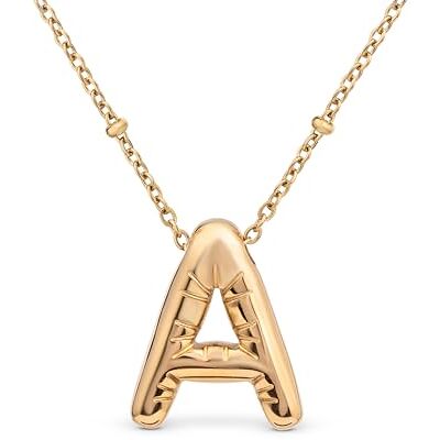 Amberta Collier de Lettres à Bulles en Or pour Femme et Adolescentes Pendentif Initiale en Acier Inoxydable Plaqué Or 18 Carats Bubble Balloon Lettre Épaisse Chaîne Personnalisée Prénom: A - Publicité Amberta Collier de Lettres à Bulles en Or pour Femme et Adolescentes Pendentif Initiale en Acier Inoxydable Plaqué Or 18 Carats Bubble Balloon Lettre Épaisse Chaîne Personnalisée Prénom: A - Publicité