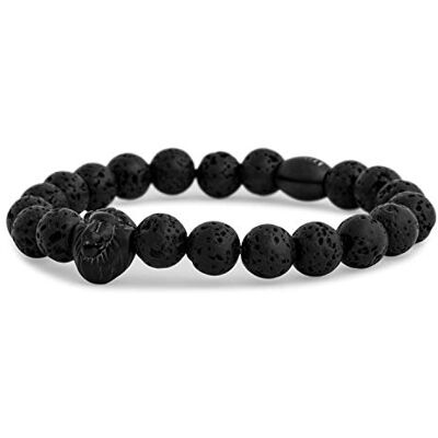 Akitsune Regis Bracelet de Perles Bijoux de Bras Femme Homme Lion Noir Mat Pierre de Lave Noir 18cm - Publicité Akitsune Regis Bracelet de Perles Bijoux de Bras Femme Homme Lion Noir Mat Pierre de Lave Noir 18cm - Publicité