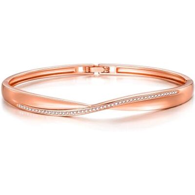 Philip Jones Bracelet en forme d'arc plaqué or rose créé avec des cristaux de zirconium, Cristal, Cristal de zirconium - Publicité Philip Jones Bracelet en forme d'arc plaqué or rose créé avec des cristaux de zirconium, Cristal, Cristal de zirconium - Publicité