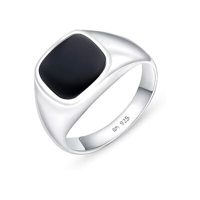 Amberta Bague en Argent Sterling 925 Massif avec Onyx Noir Bague Chevalière pour Homme Bague de Biker pour Petit Doigt: Taille 64 - Publicité Amberta Bague en Argent Sterling 925 Massif avec Onyx Noir Bague Chevalière pour Homme Bague de Biker pour Petit Doigt: Taille 64 - Publicité