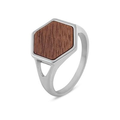 Akitsune Bague Lignum Incrustation en bois Élégante et fine Pour homme En acier inoxydable - Publicité Akitsune Bague Lignum Incrustation en bois Élégante et fine Pour homme En acier inoxydable - Publicité