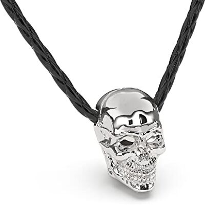 SERASAR Collier Homme Cuir Tête de Mort Argent Acier 316L Style Rock 50cm - Publicité SERASAR Collier Homme Cuir Tête de Mort Argent Acier 316L Style Rock 50cm - Publicité