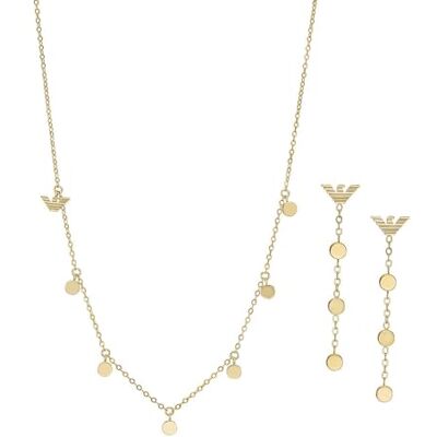 Emporio Armani Coffret collier et boucles d’oreilles en acier inoxydable, doré, pour femme, - Publicité Emporio Armani Coffret collier et boucles d’oreilles en acier inoxydable, doré, pour femme, - Publicité