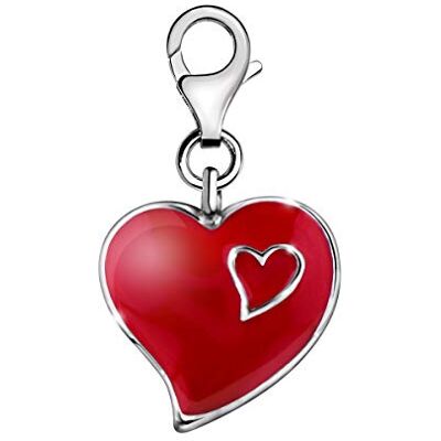 Quiges Charm Pendentif Breloque avec Fermoir Femme Plaqué Argent Émail Rouge 2 Coeurs - Publicité Quiges Charm Pendentif Breloque avec Fermoir Femme Plaqué Argent Émail Rouge 2 Coeurs - Publicité
