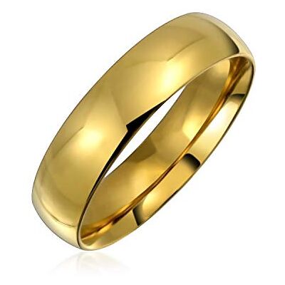 Bling Jewelry Bague de mariage confort ajusté pour couples pour hommes pour femmes en acier inoxydable plaqué or 14K 5MM - Publicité Bling Jewelry Bague de mariage confort ajusté pour couples pour hommes pour femmes en acier inoxydable plaqué or 14K 5MM - Publicité