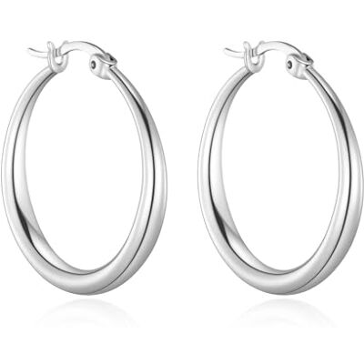 Philip Jones Boucles d'oreilles créoles plaquées argent 25 mm - Publicité Philip Jones Boucles d'oreilles créoles plaquées argent 25 mm - Publicité