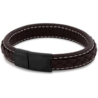 Akitsune Fides Bracelet en Cuir Bijoux de Bras Femmes Hommes Acier Inoxydable Hommes Bracelet Noir Mat Brun 20cm - Publicité Akitsune Fides Bracelet en Cuir Bijoux de Bras Femmes Hommes Acier Inoxydable Hommes Bracelet Noir Mat Brun 20cm - Publicité