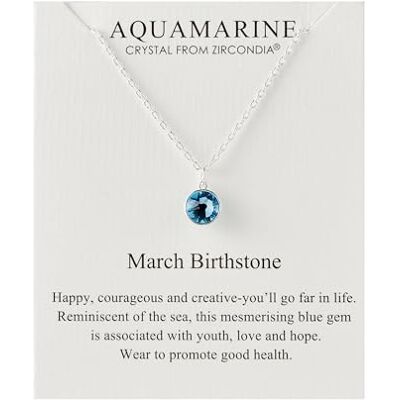 Philip Jones Collier de pierre de naissance de mars (aigue-marine) créé avec des cristaux Zircondia® - Publicité Philip Jones Collier de pierre de naissance de mars (aigue-marine) créé avec des cristaux Zircondia® - Publicité
