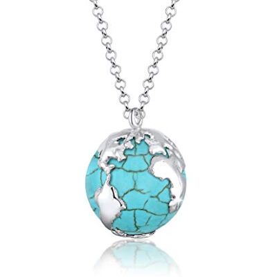 Elli Halskette Damen mit Weltkugel synthetischer Howlith Anhänger in 925 Sterling Silber - Publicité Elli Halskette Damen mit Weltkugel synthetischer Howlith Anhänger in 925 Sterling Silber - Publicité