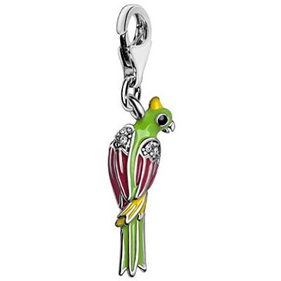 Quiges Charm Pendentif Breloque avec Fermoir Femme Plaqué Argent Perroquet en Zircone Blanche et Émail Multicolore - Publicité Quiges Charm Pendentif Breloque avec Fermoir Femme Plaqué Argent Perroquet en Zircone Blanche et Émail Multicolore - Publicité