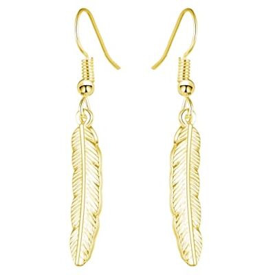 Philip Jones Boucles d'Oreilles Plume Plaqué Or - Publicité Philip Jones Boucles d'Oreilles Plume Plaqué Or - Publicité