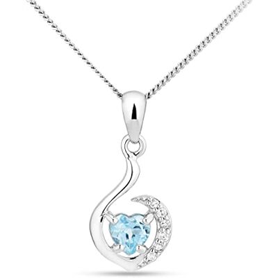 MIORE Collier Femme Cœur, Pendentif Cœur, Or Blanc 9 Carats 375, Topaze Bleue 0.31ct et Diamants, Chaîne Gourmette 45cm à Anneau à Ressort, Fabriqué en Italie, Bijoux Femme avec Boite a Bijoux - Publicité MIORE Collier Femme Cœur, Pendentif Cœur, Or Blanc 9 Carats 375, Topaze Bleue 0.31ct et Diamants, Chaîne Gourmette 45cm à Anneau à Ressort, Fabriqué en Italie, Bijoux Femme avec Boite a Bijoux - Publicité