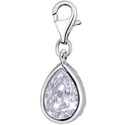 Quiges Charm Pendentif Breloque avec Fermoir Femme Plaqué Argent Goutte de Zircone Poire Blanc - Publicité Quiges Charm Pendentif Breloque avec Fermoir Femme Plaqué Argent Goutte de Zircone Poire Blanc - Publicité