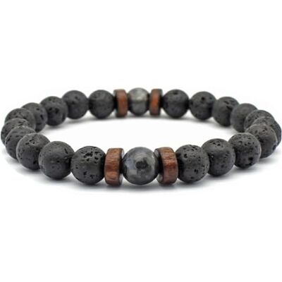 ZENSE Bracelet ajustable homme perles noires lisses magma et onyx - Publicité ZENSE Bracelet ajustable homme perles noires lisses magma et onyx - Publicité