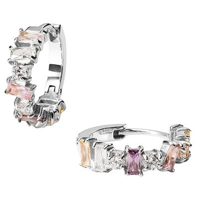 Purelei Boucles d'oreilles créoles fantaisie pour femmes – 18 carats plaqué or ou argent avec zircones pastel (blanc, jaune, rose, violet) – résistantes à l'eau, hypoallergéniques, Ø 17 mm, Normale - Publicité Purelei Boucles d'oreilles créoles fantaisie pour femmes – 18 carats plaqué or ou argent avec zircones pastel (blanc, jaune, rose, violet) – résistantes à l'eau, hypoallergéniques, Ø 17 mm, Normale - Publicité