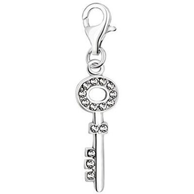 Quiges Charm Pendentif Breloque avec Fermoir Femme Plaqué Argent Clé 3D en Zircone Blanche - Publicité Quiges Charm Pendentif Breloque avec Fermoir Femme Plaqué Argent Clé 3D en Zircone Blanche - Publicité