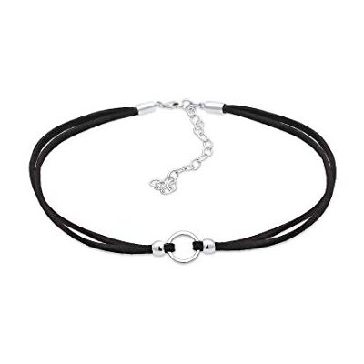 Elli Collier Femme Cercle Noir en Argent Sterling (925/1000) - Publicité Elli Collier Femme Cercle Noir en Argent Sterling (925/1000) - Publicité