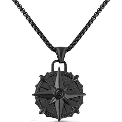 Akitsune Pendentif Guidance y Compris la Chane de 70cm Collier Femme Homme Acier Inoxydable Boussole Carte Nord Motif Ornement Noir Mat - Publicité Akitsune Pendentif Guidance y Compris la Chane de 70cm Collier Femme Homme Acier Inoxydable Boussole Carte Nord Motif Ornement Noir Mat - Publicité