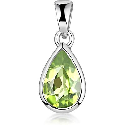 MATERIA by Matthias Wagner Pendentif péridot en argent 925 vert en forme de goutte Bijou rhodié avec chaîne au choix, Argent sterling, Péridot # - Publicité MATERIA by Matthias Wagner Pendentif péridot en argent 925 vert en forme de goutte Bijou rhodié avec chaîne au choix, Argent sterling, Péridot # - Publicité