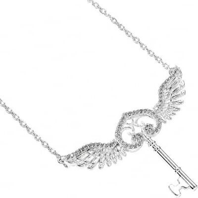 HARRY POTTER Collier clé volante en argent sterling avec cristaux, taille unique, Argent sterling - Publicité HARRY POTTER Collier clé volante en argent sterling avec cristaux, taille unique, Argent sterling - Publicité