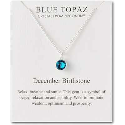 Philip Jones Collier de Pierre de Naissance de décembre (Topaze Bleue) créé avec des Cristaux de Zircondia® - Publicité Philip Jones Collier de Pierre de Naissance de décembre (Topaze Bleue) créé avec des Cristaux de Zircondia® - Publicité