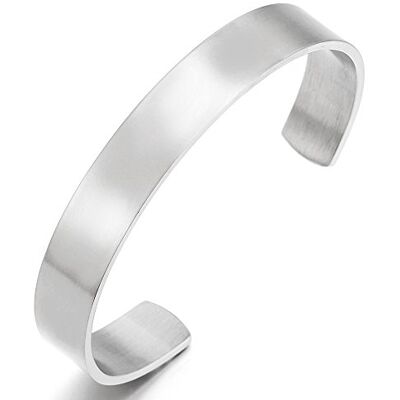 COOLSTEELANDBEYOND 19CM Classique Réglable Bracelet Manchette en Acier Inoxydable Pour Hommes Femme Couleur Argent Satiné - Publicité COOLSTEELANDBEYOND 19CM Classique Réglable Bracelet Manchette en Acier Inoxydable Pour Hommes Femme Couleur Argent Satiné - Publicité