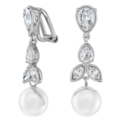 Traveller Boucles d'oreilles à clips Pendentif Femme Argent Perle Ø 10 mm Blanc Cristaux Platinés 35 x 10 mm - Publicité Traveller Boucles d'oreilles à clips Pendentif Femme Argent Perle Ø 10 mm Blanc Cristaux Platinés 35 x 10 mm - Publicité