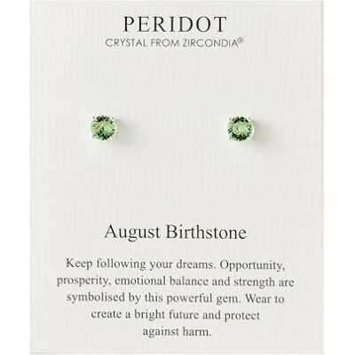 Philip Jones Boucles d'oreilles avec pierre de naissance d'août (péridot) créées avec des cristaux Zircondia® - Publicité Philip Jones Boucles d'oreilles avec pierre de naissance d'août (péridot) créées avec des cristaux Zircondia® - Publicité