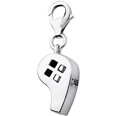 Quiges Charm Pendentif Perle avec Fermoir Femme Argent 925 Sifflet 3D - Publicité Quiges Charm Pendentif Perle avec Fermoir Femme Argent 925 Sifflet 3D - Publicité