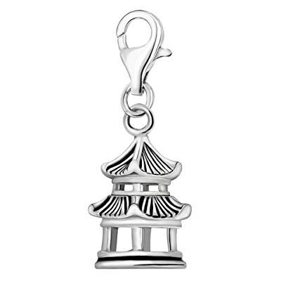 Quiges Charm Pendentif Perle avec Fermoir Femme Argent 925 Temple Japonais 3D - Publicité Quiges Charm Pendentif Perle avec Fermoir Femme Argent 925 Temple Japonais 3D - Publicité