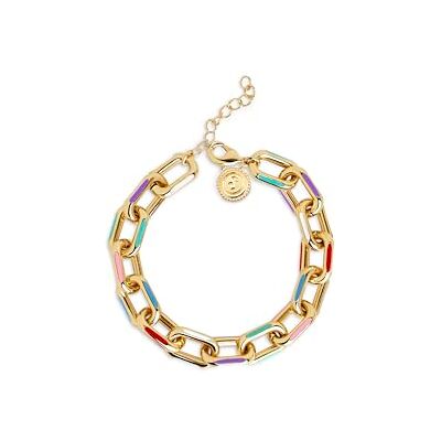 SINGULARU Bracelet Link Rainbow Enamel Acier Plaqué Or Bijoux pour femmes - Publicité SINGULARU Bracelet Link Rainbow Enamel Acier Plaqué Or Bijoux pour femmes - Publicité