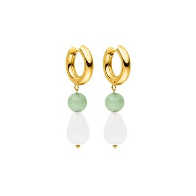 Purelei Clear Quartz Drop Boucles d'oreilles, Créoles pour femmes en acier inoxydable durable, Boucles d'oreilles résistantes à l'eau en aventurine et perles de quartz, longueur 44,5 mm (Or) - Publicité Purelei Clear Quartz Drop Boucles d'oreilles, Créoles pour femmes en acier inoxydable durable, Boucles d'oreilles résistantes à l'eau en aventurine et perles de quartz, longueur 44,5 mm (Or) - Publicité
