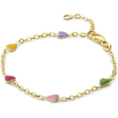 MIORE Bracelet Fille Or 9 Carats (375), Cœurs Multicolores, Chaine Maille Forçat 14-16 cm, Fermoir Anneau à Ressort,Bracelet Or Hypoallergénique, Fabriqué en Italie, Avec Coffret Bijoux - Publicité MIORE Bracelet Fille Or 9 Carats (375), Cœurs Multicolores, Chaine Maille Forçat 14-16 cm, Fermoir Anneau à Ressort,Bracelet Or Hypoallergénique, Fabriqué en Italie, Avec Coffret Bijoux - Publicité