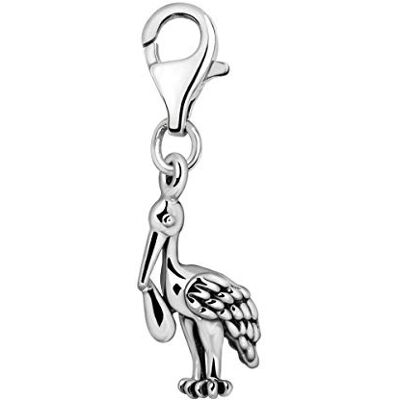 Quiges Charm Pendentif Breloque avec Fermoir Femme Plaqué Argent Cigogne 3D avec Bébé - Publicité Quiges Charm Pendentif Breloque avec Fermoir Femme Plaqué Argent Cigogne 3D avec Bébé - Publicité