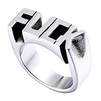 BlackAmazement Bague en acier inoxydable 316L avec mot lettre F U C K Argent Punk Biker Homme - Publicité BlackAmazement Bague en acier inoxydable 316L avec mot lettre F U C K Argent Punk Biker Homme - Publicité