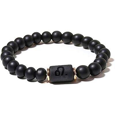 ZENSE Bracelet zodiaque noir étirable homme avec perles Onyx , Lion - Publicité ZENSE Bracelet zodiaque noir étirable homme avec perles Onyx , Lion - Publicité