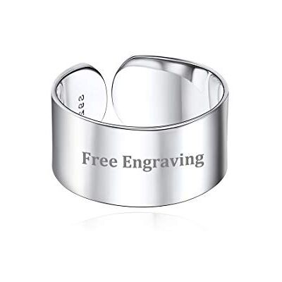 ChicSilver Bague Homme Argent Réglable Prénom Personnalisé Anneau Large 10mm Ajustable Bijoux Personnalisable pour Femme - Publicité ChicSilver Bague Homme Argent Réglable Prénom Personnalisé Anneau Large 10mm Ajustable Bijoux Personnalisable pour Femme - Publicité